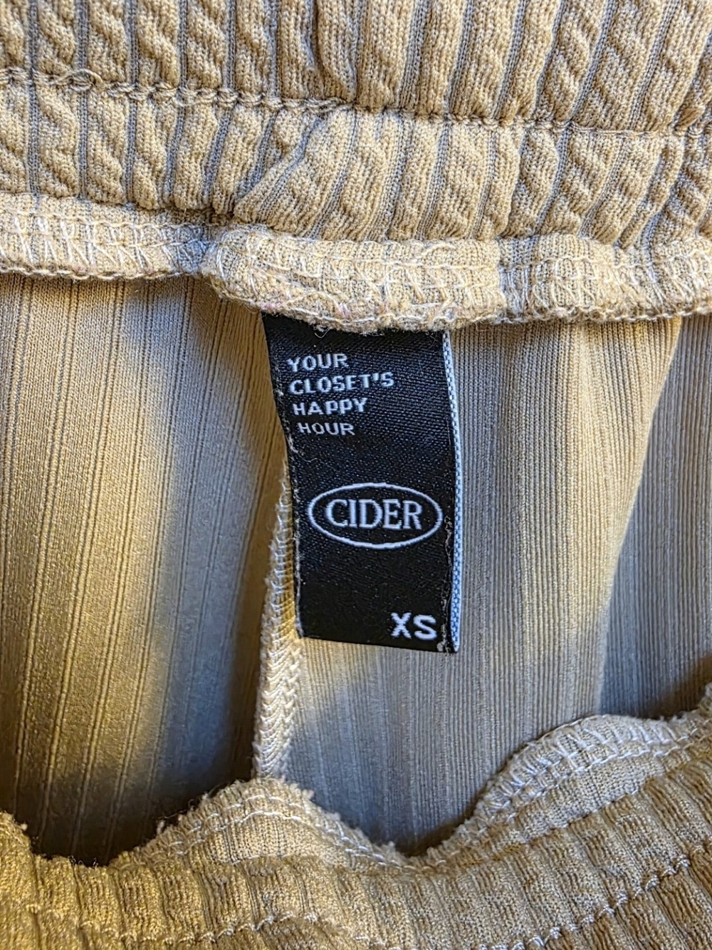 Cider Women's Ribbed Drawstring Joggers - Beige - Picture 2 of 3